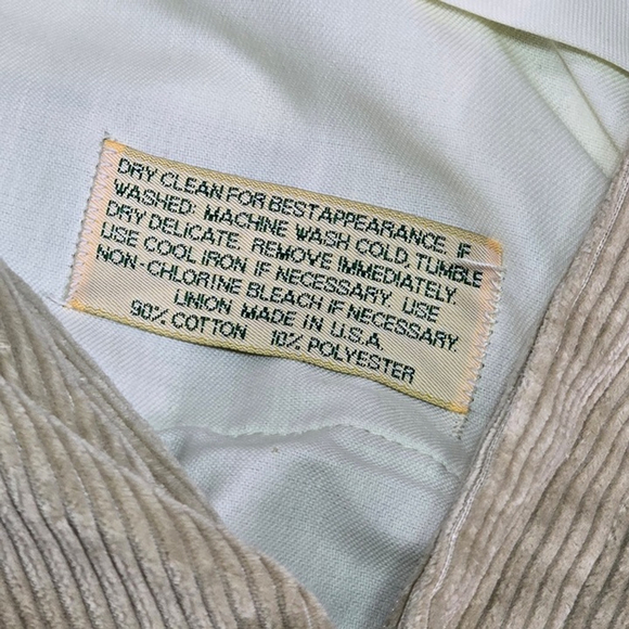 Vintage LL Bean Corduroy Pants Mens 34 Beige Pleated Wide Wale USA - Picture 3 of 12